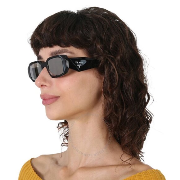 Prada Light Grey Mirror Silver Geometric Ladies Sunglasses - Picture 2 of 3